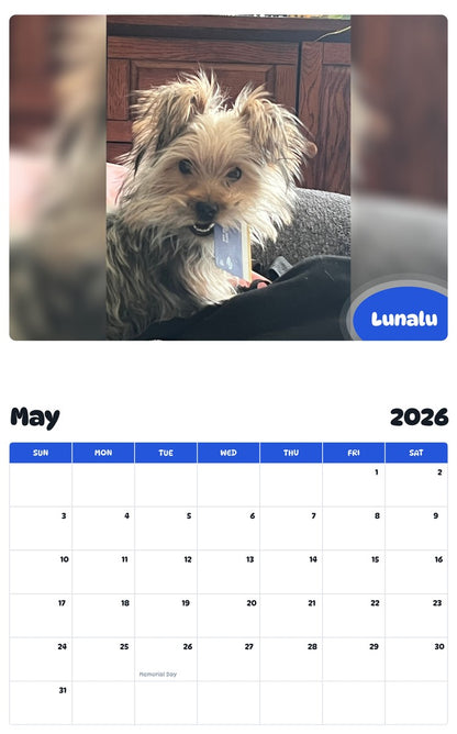 2026 - 2027 Lunalu - Pawidols Pet Calendar