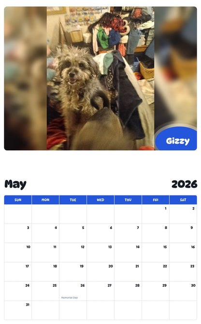 2026 - 2027 Gizzy - Pawidols Pet Calendar