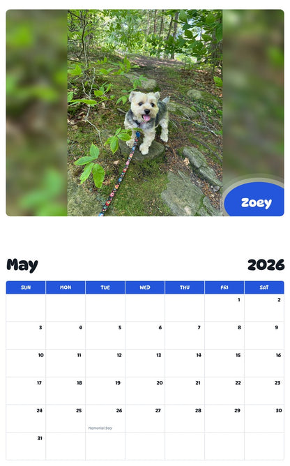 2026 - 2027 Zoey - Pawidols Pet Calendar