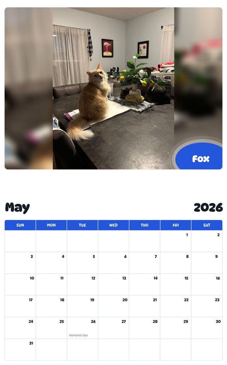 2026 - 2027 Fox - Pawidols Pet Calendar