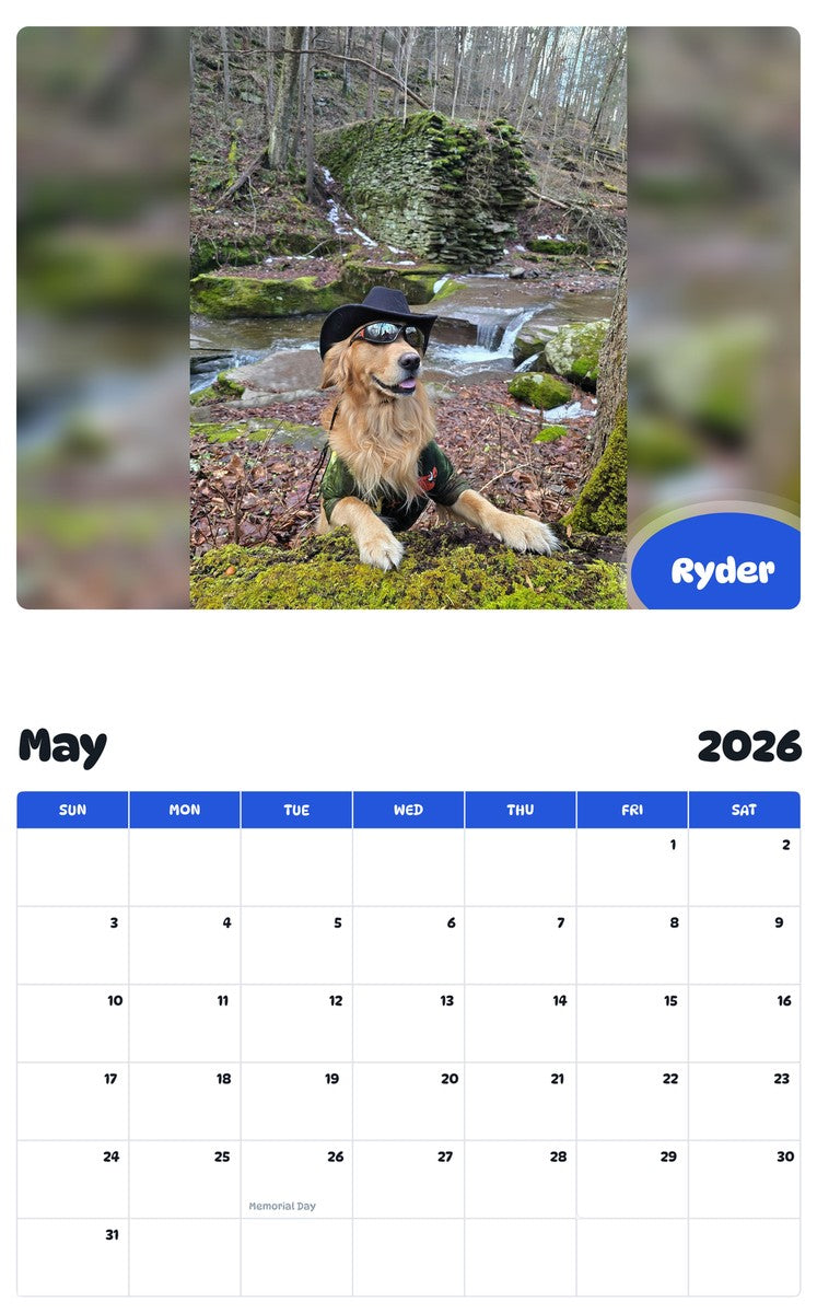 2026 - 2027 Ryder - Pawidols Pet Calendar