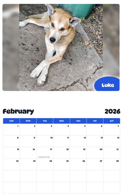 October 2025 - September 2026 Luke - Pawidols Pet Calendar