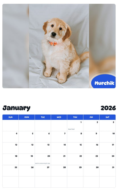 October 2025 - September 2026 Murchik - Pawidols Pet Calendar