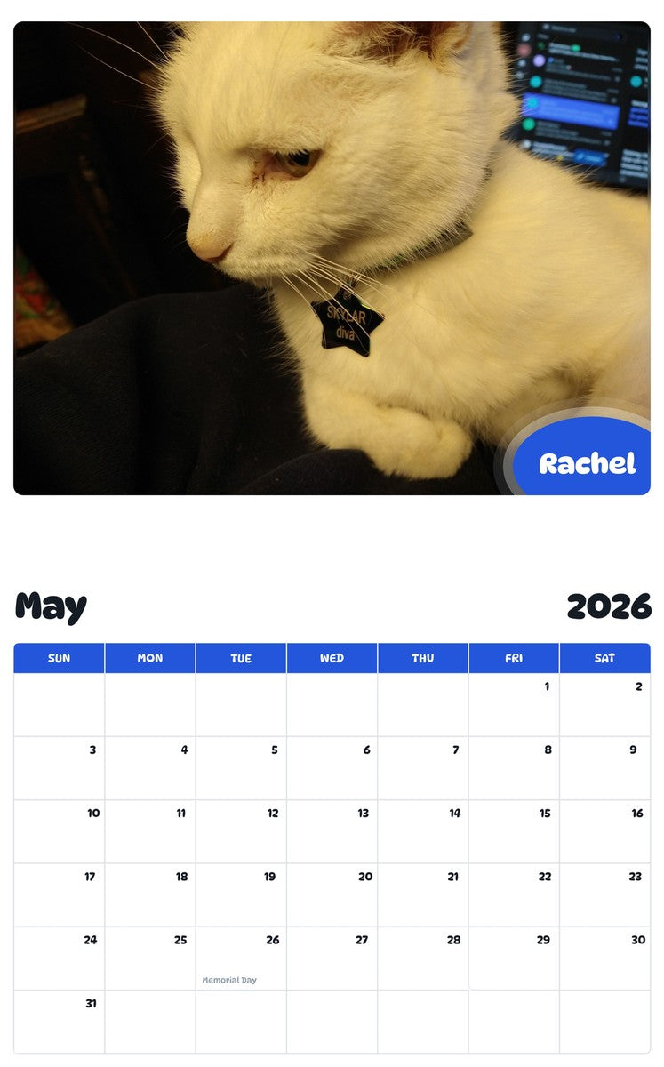 2026 - 2027 Rachel - Pawidols Pet Calendar