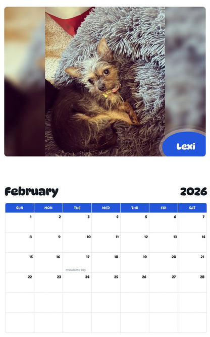October 2025 - September 2026 Lexi - Pawidols Pet Calendar