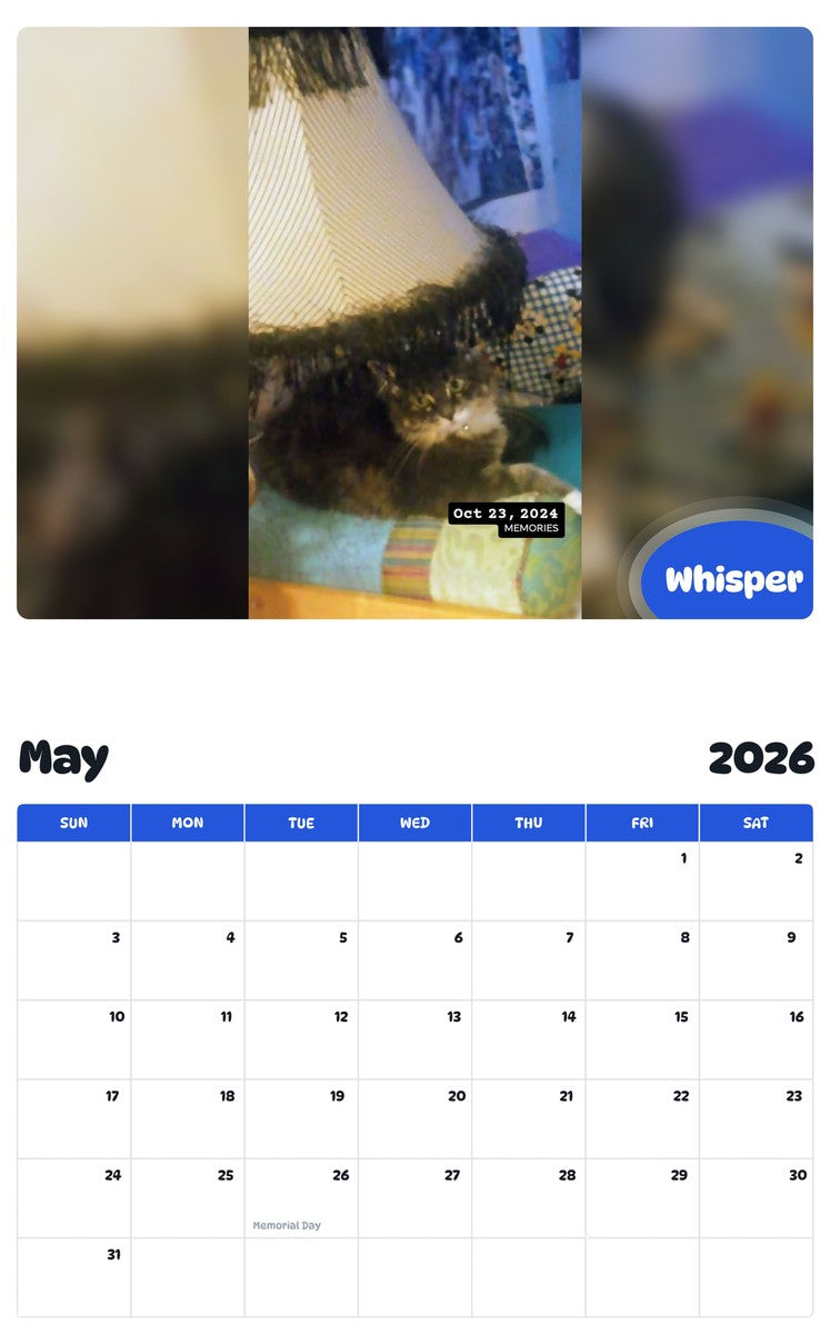 2026 - 2027 Whisper - Pawidols Pet Calendar