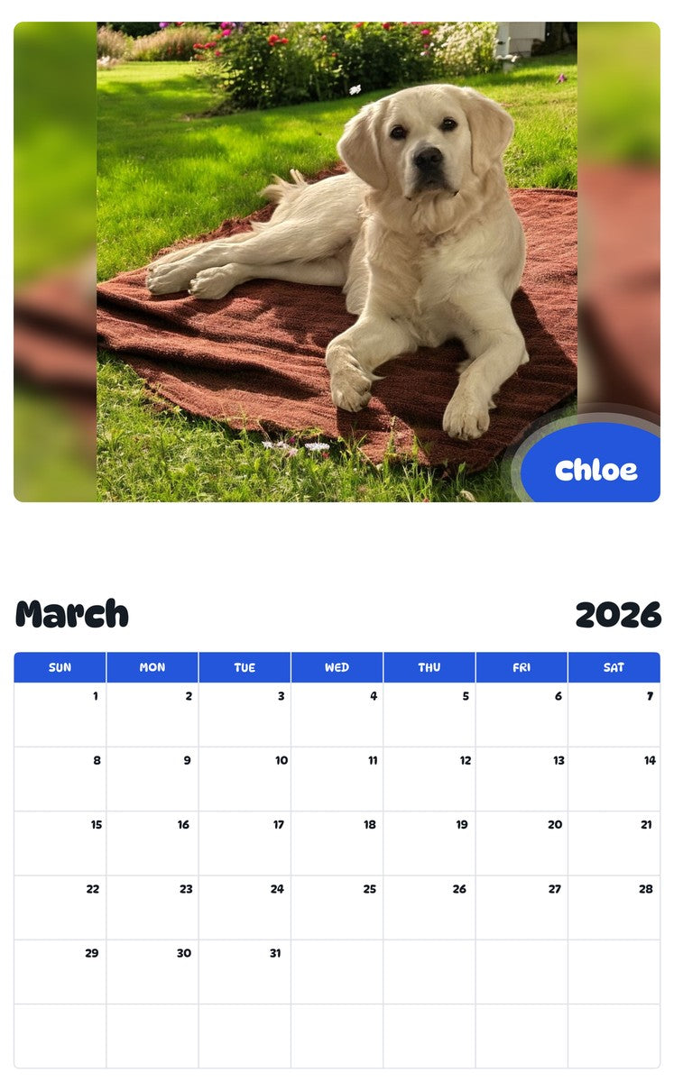 November 2025 - October 2026 Chloe - Pawidols Pet Calendar