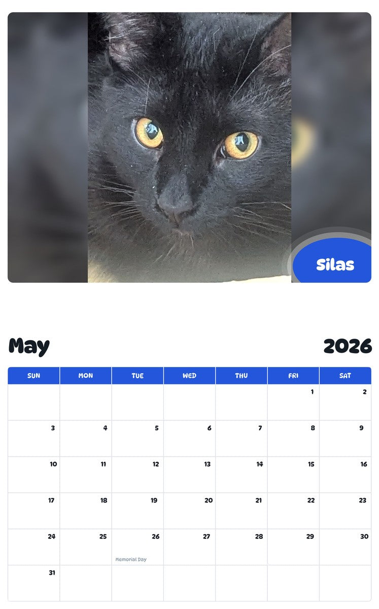 2026 - 2027 Silas - Pawidols Pet Calendar