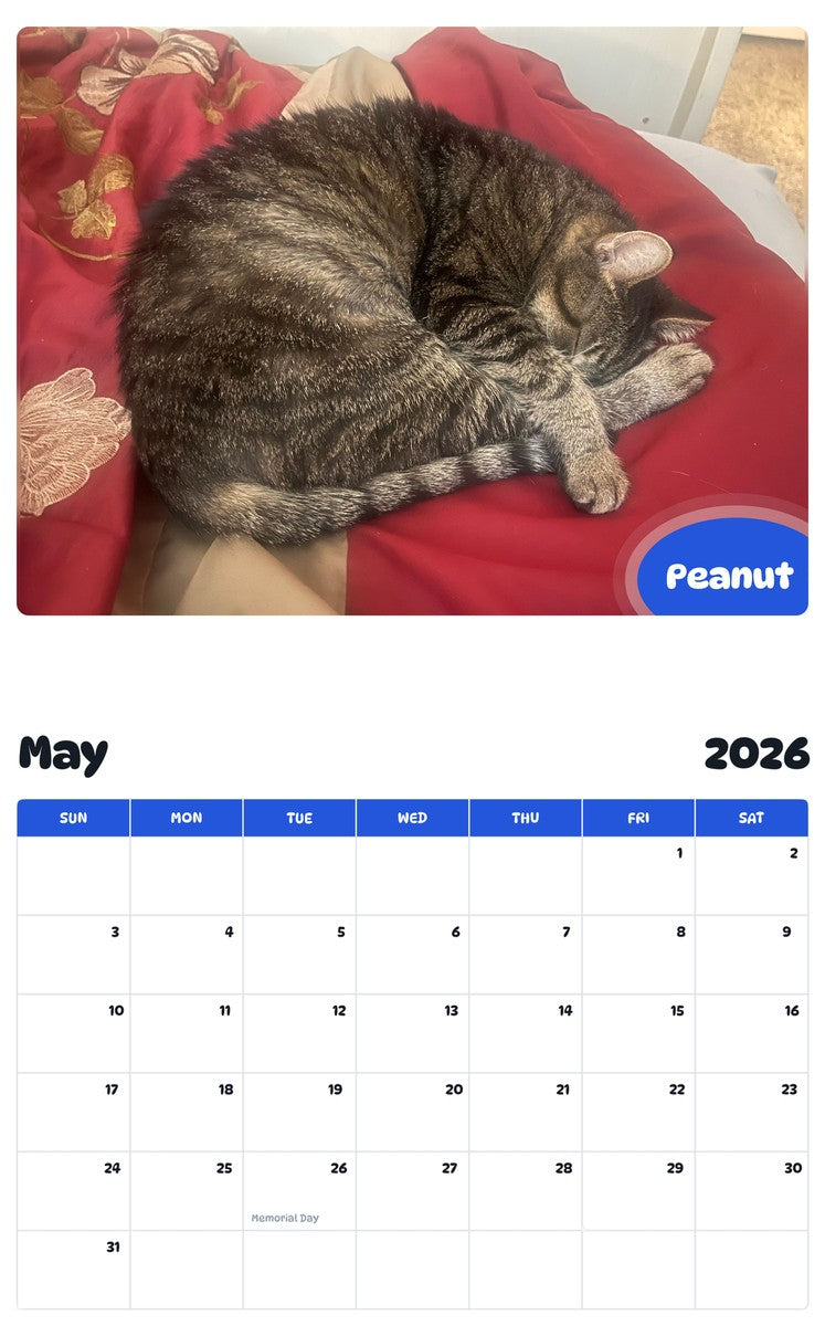 2026 - 2027 Peanut - Pawidols Pet Calendar