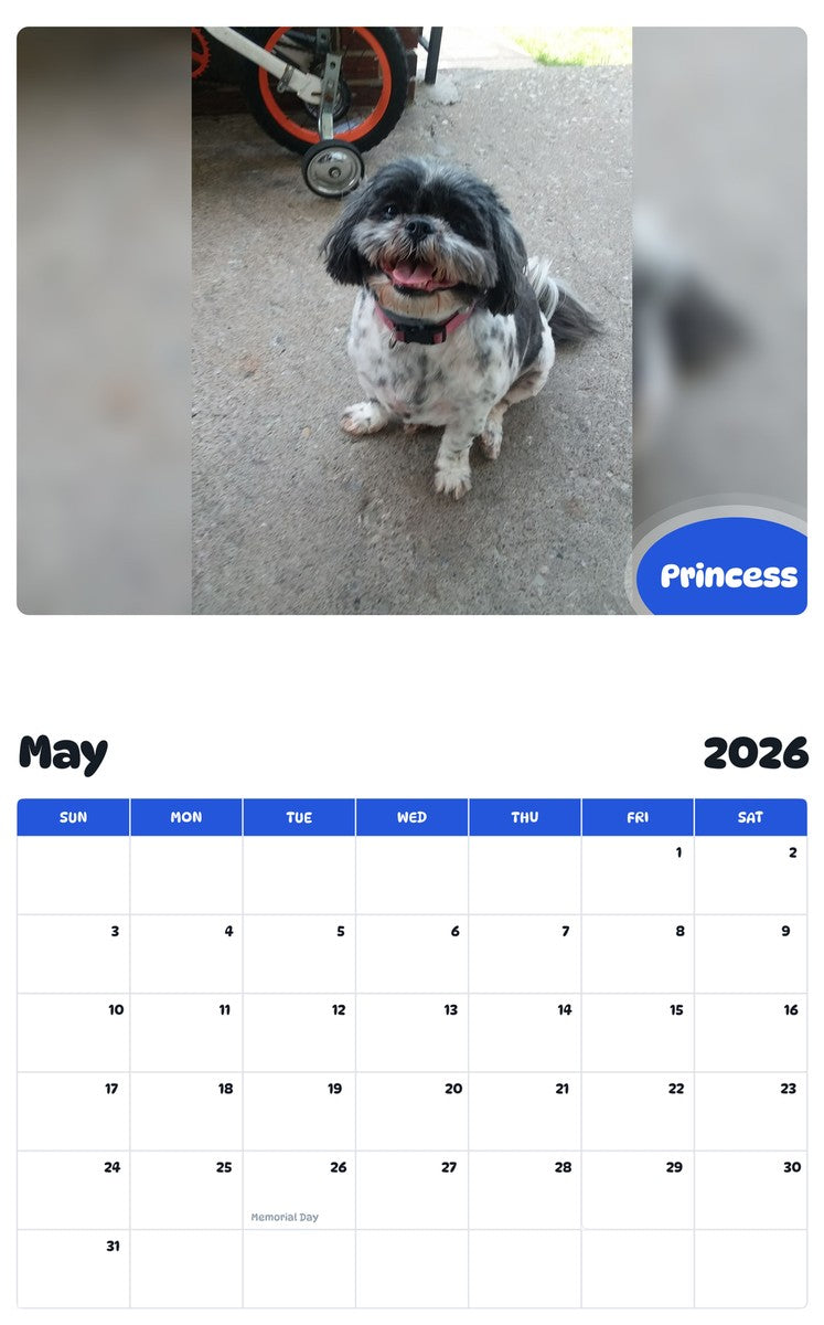 2026 - 2027 Princess - Pawidols Pet Calendar