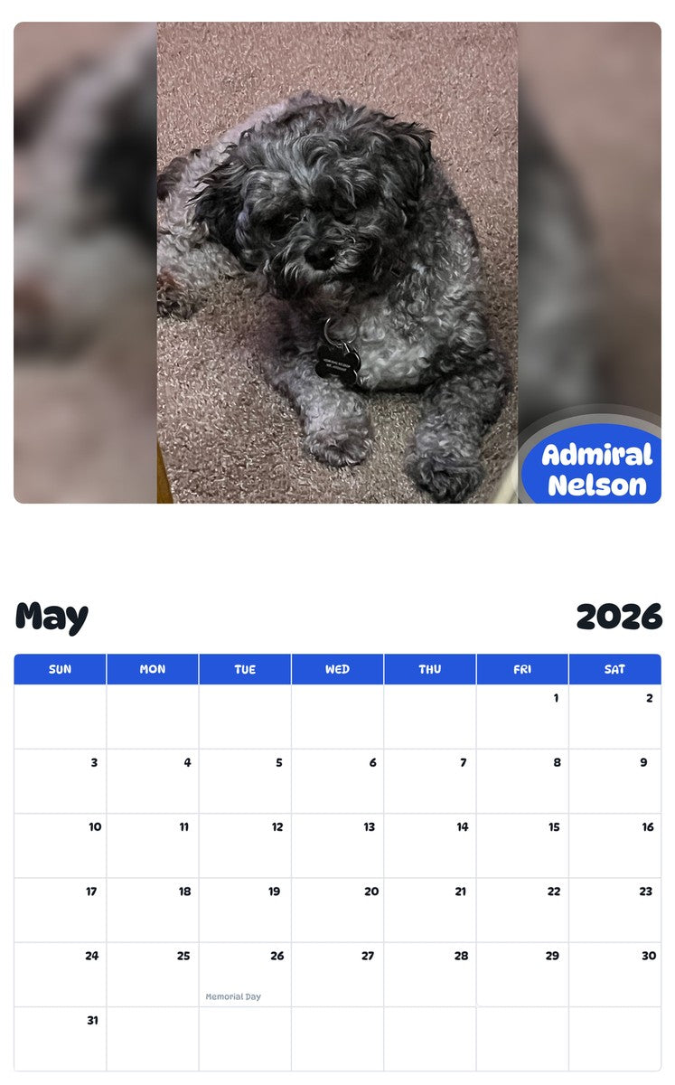 2026 - 2027 Admiral Nelson - Pawidols Pet Calendar