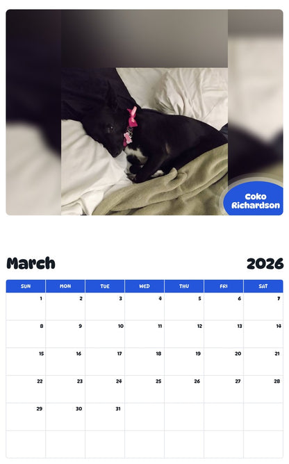 November 2025 - October 2026 Coko Richardson - Pawidols Pet Calendar