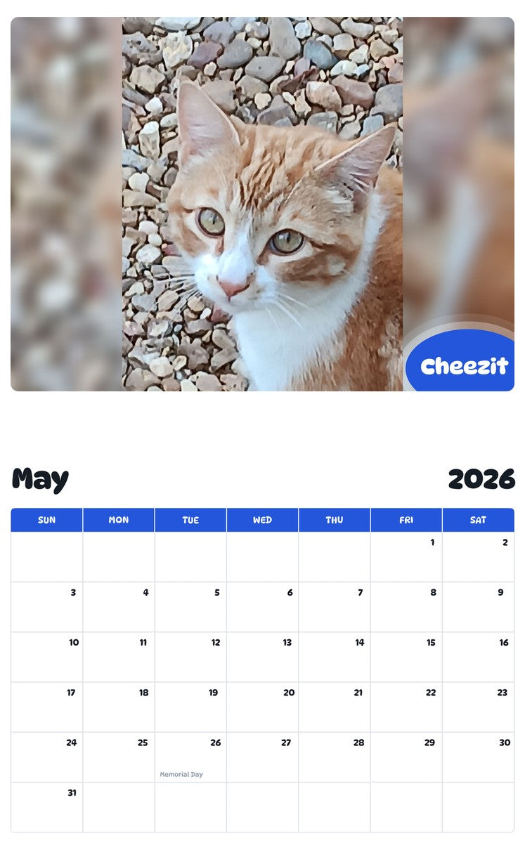 2026 - 2027 Cheezit - Pawidols Pet Calendar