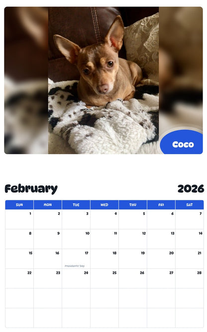 October 2025 - September 2026 Coco - Pawidols Pet Calendar