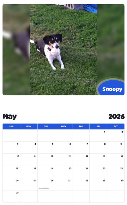 2026 - 2027 Snoopy - Pawidols Pet Calendar