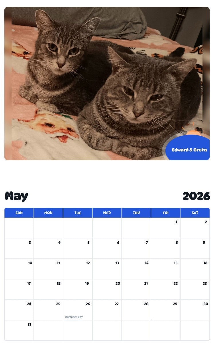 2026 - 2027 Edward & Greta - Pawidols Pet Calendar