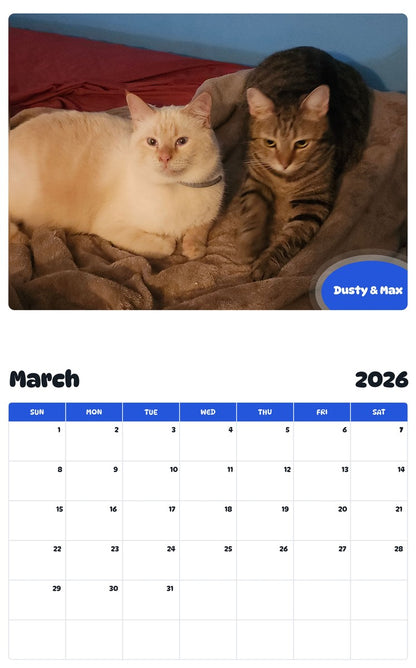 November 2025 - October 2026 Dusty & Max - Pawidols Pet Calendar