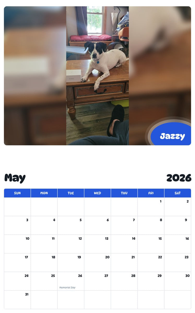 2026 - 2027 Jazzy - Pawidols Pet Calendar