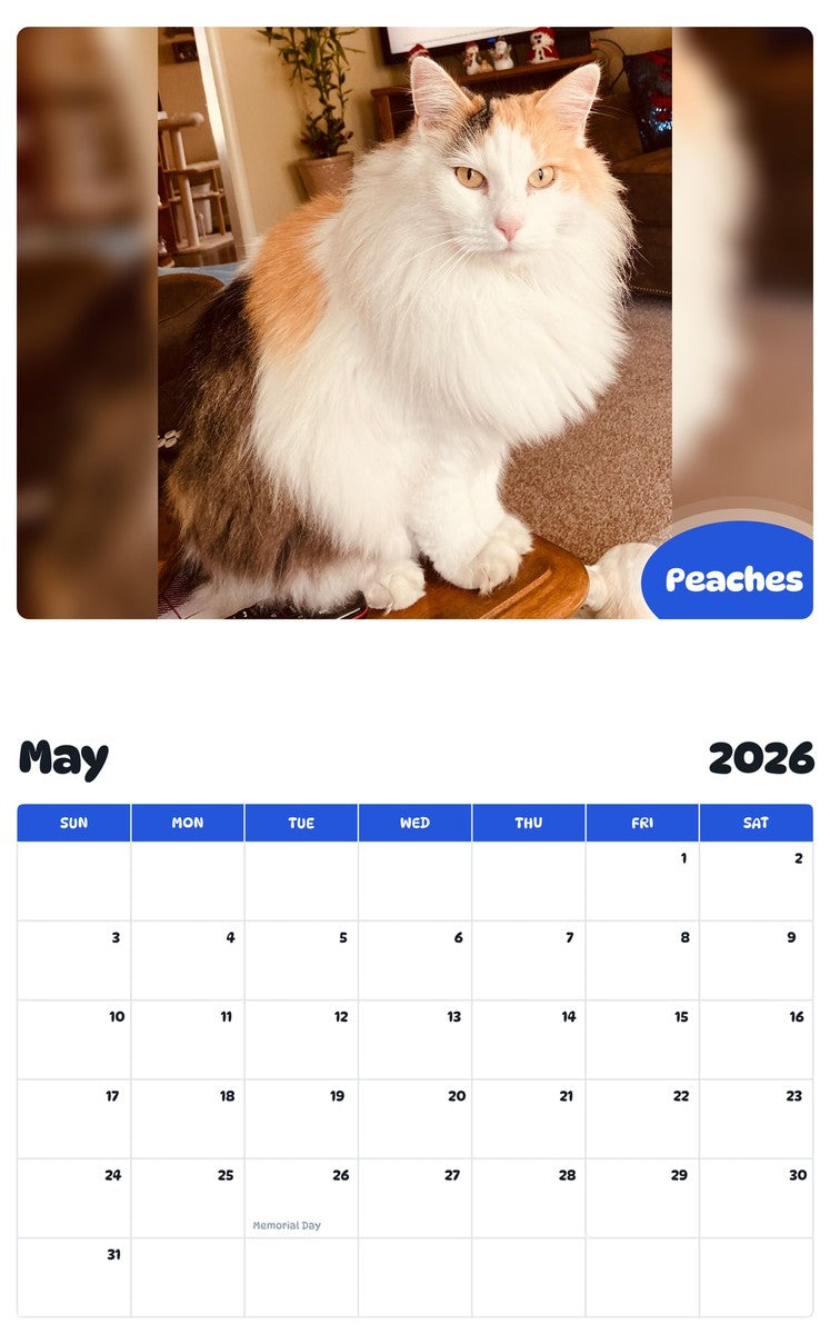 2026 - 2027 Peaches - Pawidols Pet Calendar