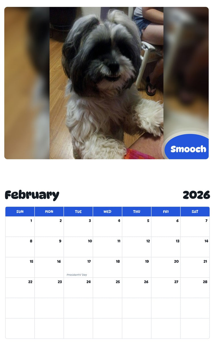 October 2025 - September 2026 Smooch - Pawidols Pet Calendar