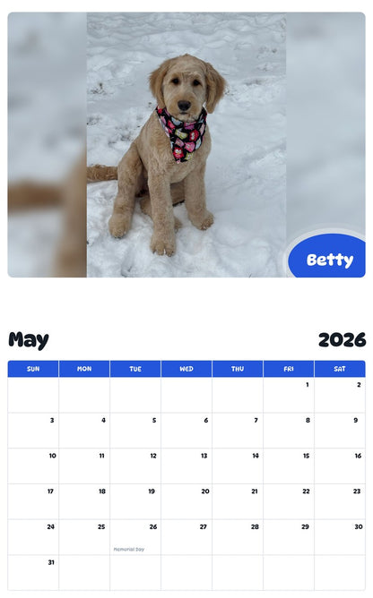 2026 - 2027 Betty - Pawidols Pet Calendar