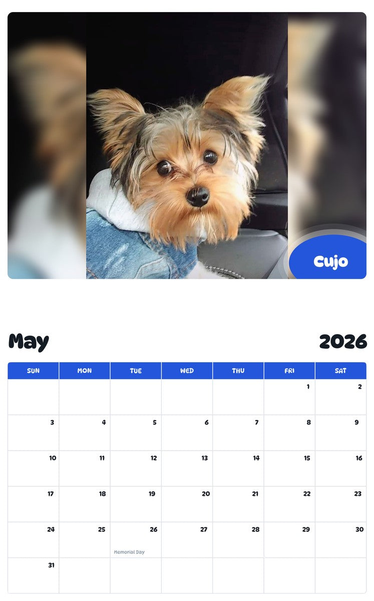 2026 - 2027 Cujo - Pawidols Pet Calendar