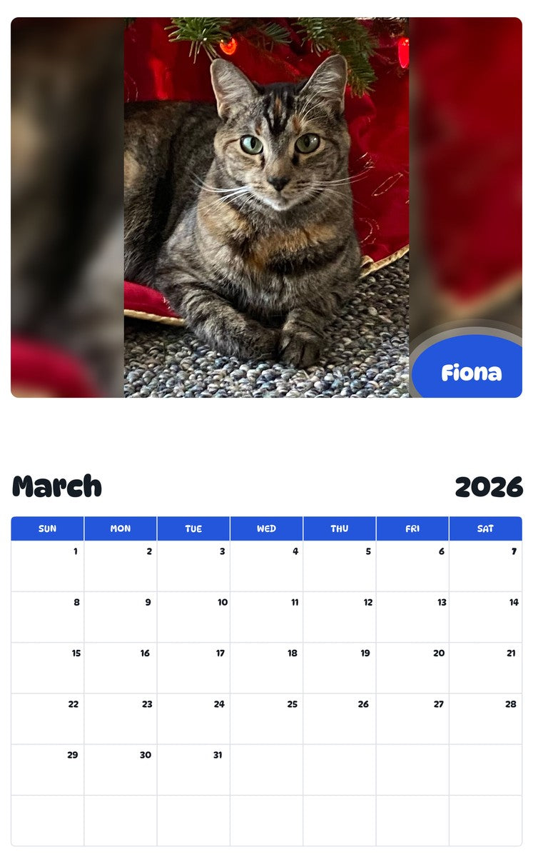 November 2025 - October 2026 Fiona - Pawidols Pet Calendar