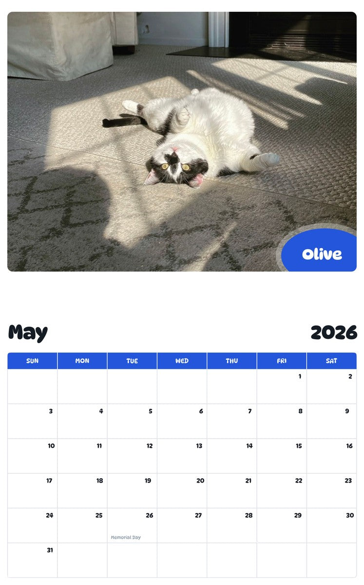 2026 - 2027 Olive - Pawidols Pet Calendar