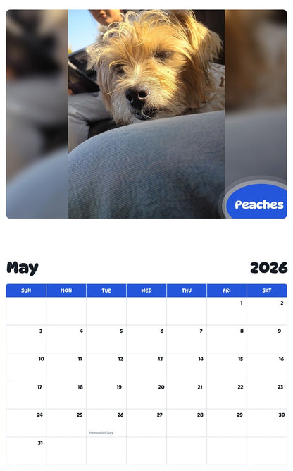 2026 - 2027 Peaches - Pawidols Pet Calendar
