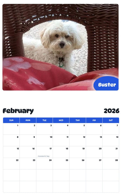 October 2025 - September 2026 Buster - Pawidols Pet Calendar
