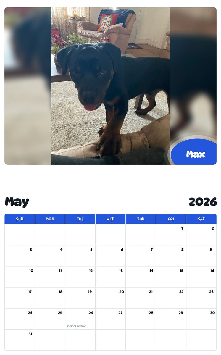 2026 - 2027 Max - Pawidols Pet Calendar