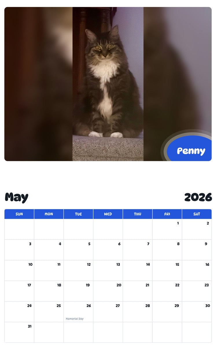2026 - 2027 Penny - Pawidols Pet Calendar