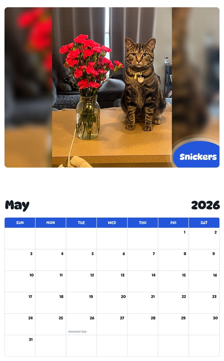 2026 - 2027 Snickers - Pawidols Pet Calendar