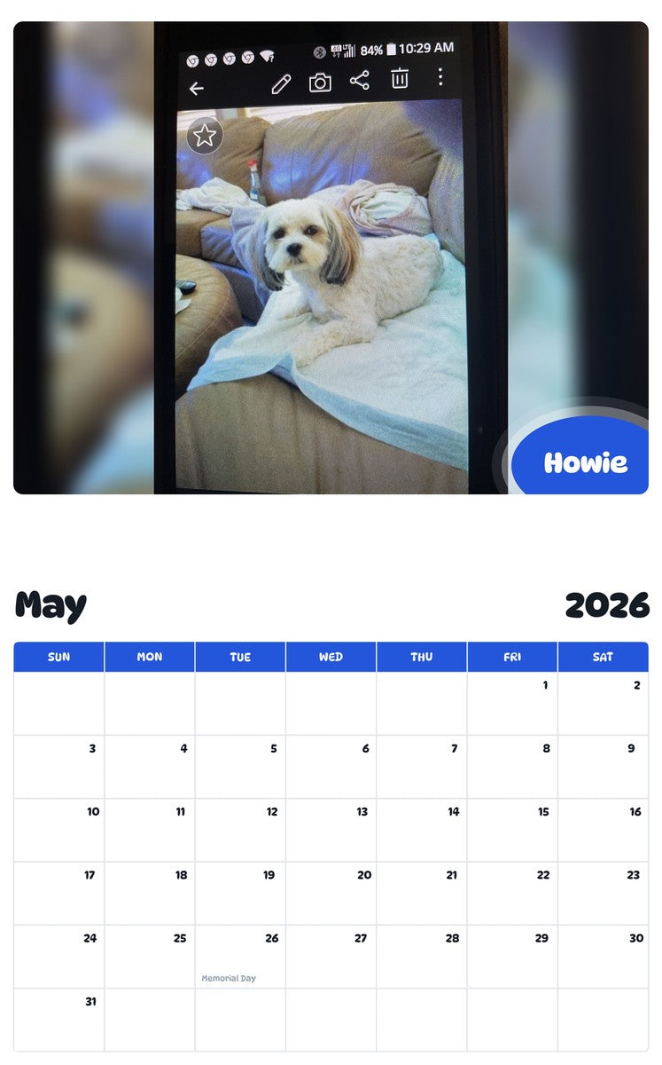 2026 - 2027 Howie - Pawidols Pet Calendar