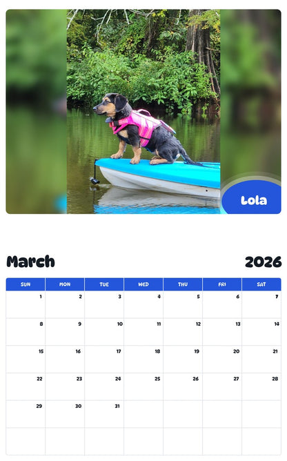 November 2025 - October 2026 Lola - Pawidols Pet Calendar