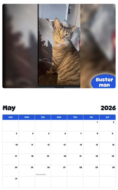2026 - 2027 Buster man - Pawidols Pet Calendar