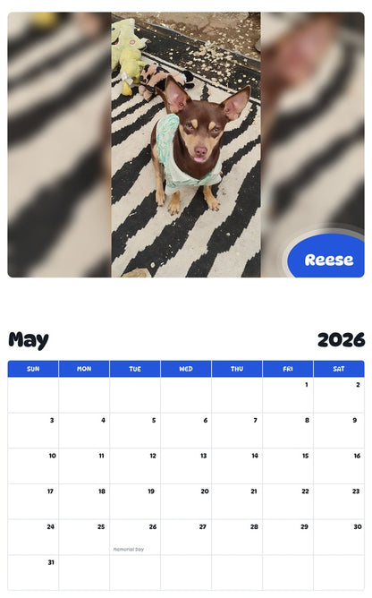 2026 - 2027 Reese - Pawidols Pet Calendar