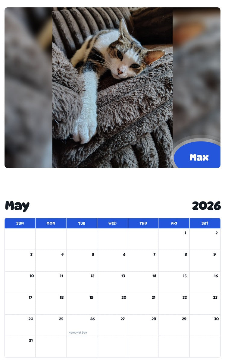 2026 - 2027 Max - Pawidols Pet Calendar