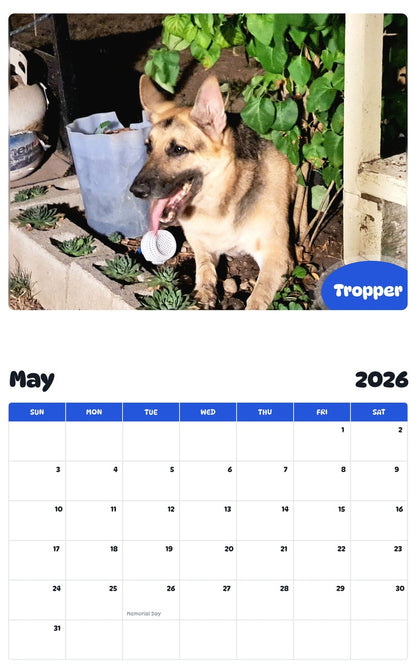 2026 - 2027 Tropper - Pawidols Pet Calendar