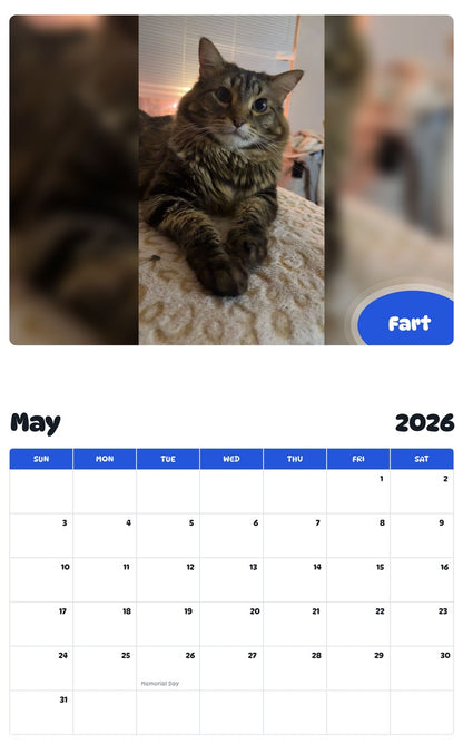 2026 - 2027 Fart - Pawidols Pet Calendar