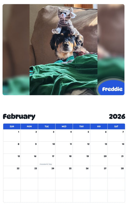 October 2025 - September 2026 Freddie - Pawidols Pet Calendar