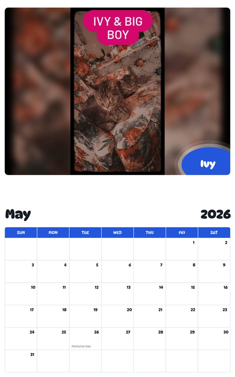 2026 - 2027 Ivy - Pawidols Pet Calendar