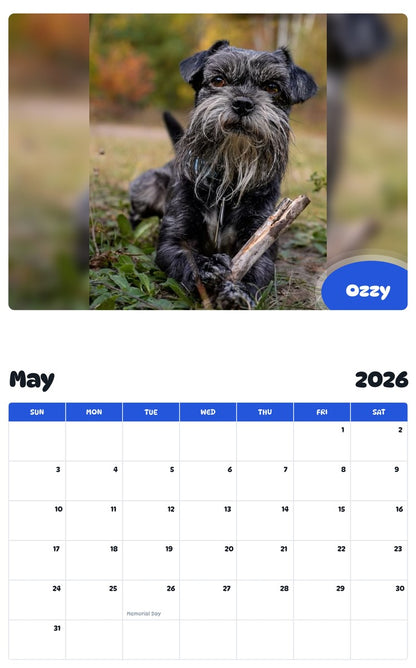 2026 - 2027 Ozzy - Pawidols Pet Calendar