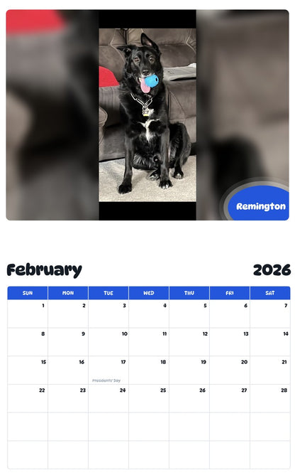 October 2025 - September 2026 Remington - Pawidols Pet Calendar