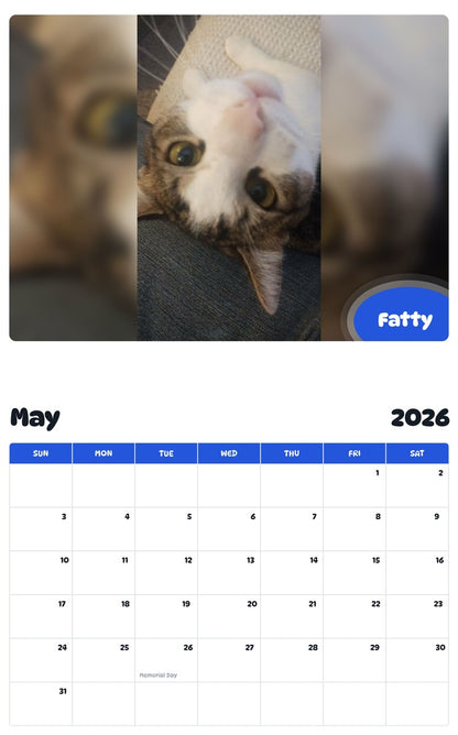 2026 - 2027 Fatty - Pawidols Pet Calendar