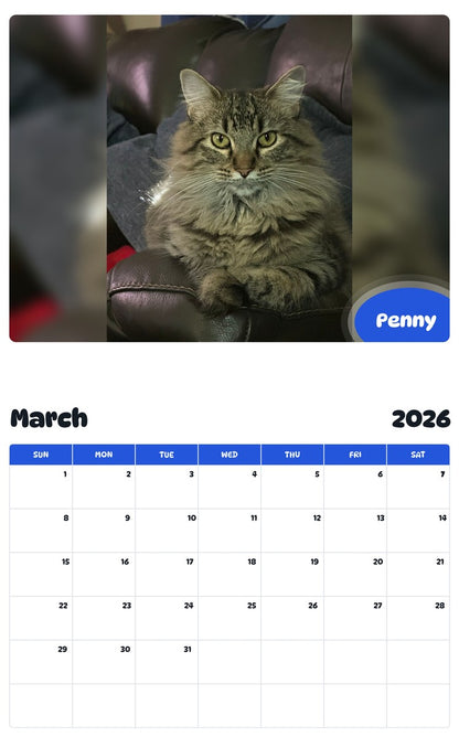 November 2025 - October 2026 Penny - Pawidols Pet Calendar