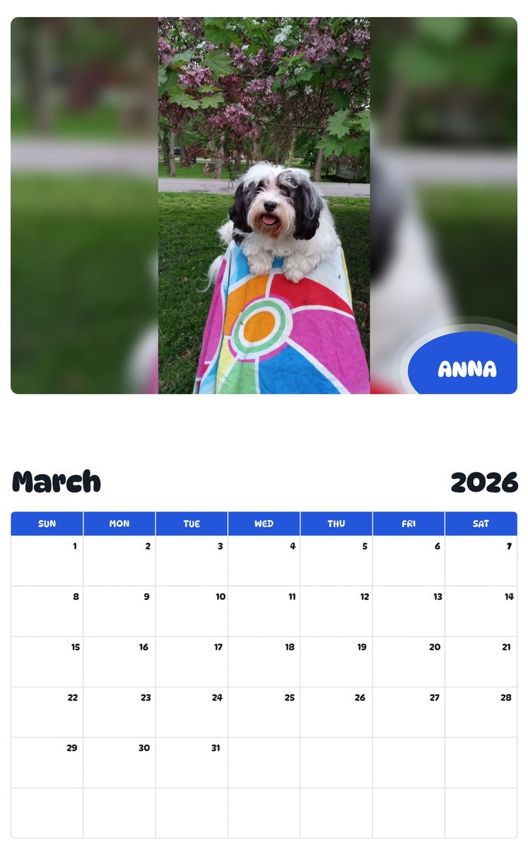November 2025 - October 2026 ANNA - Pawidols Pet Calendar