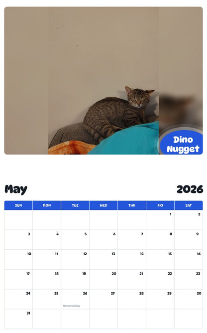 2026 - 2027 Dino Nugget - Pawidols Pet Calendar