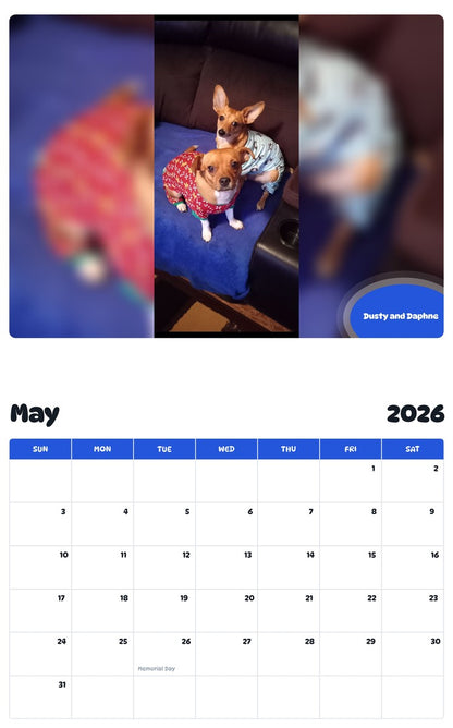 2026 - 2027 Dusty and Daphne - Pawidols Pet Calendar