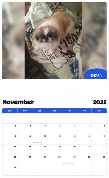 July 2025 - June 2026 Dedra - Pawidols Pet Calendar